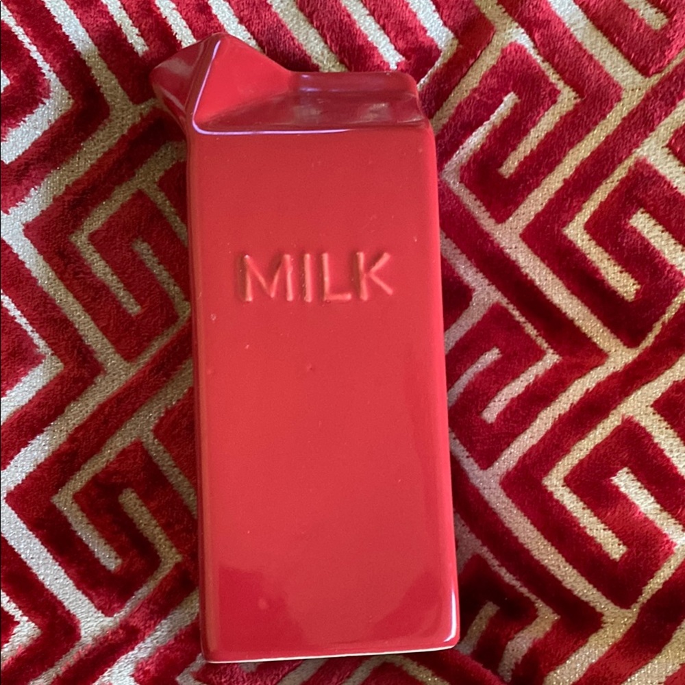 591 ML Red Ceramic Milk Carton Dishwasher Microwave Safe